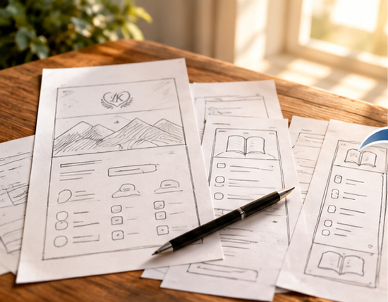 Every great idea begins with a vision. Early sketches explored the layout, navigation, and essential features of a Bible study platform designed to connect and inspire.